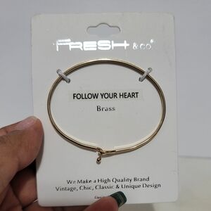 Fresh & Co Gold Hook Inspirational Engraving Bracelet " Follow Your Heart"